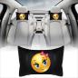 Preview: Auto Nackenkissen 20x30cm Nackenpolster Leder Schwarz mit Druck Design Smiley